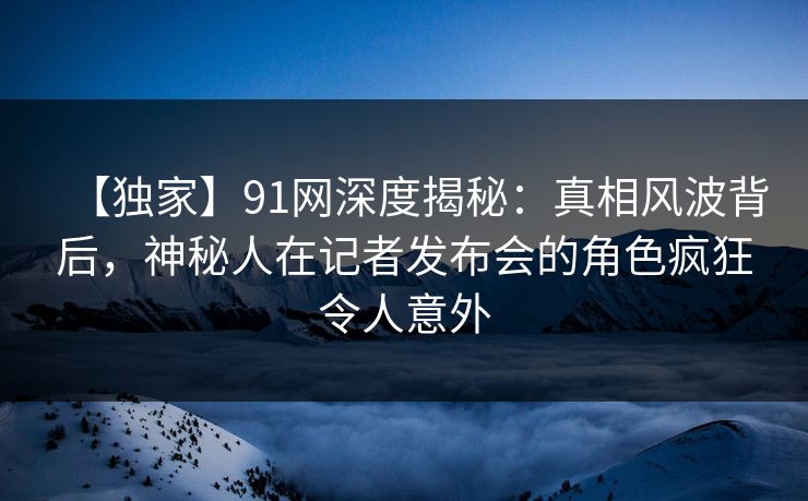 【独家】91网深度揭秘：真相风波背后，神秘人在记者发布会的角色疯狂令人意外
