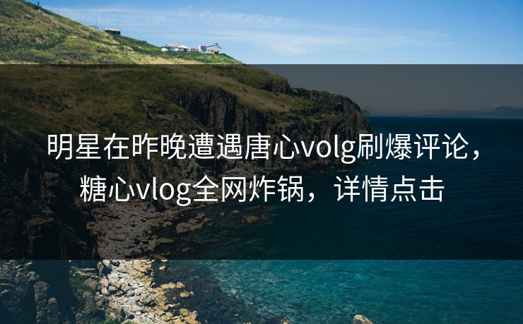 明星在昨晚遭遇唐心volg刷爆评论，糖心vlog全网炸锅，详情点击