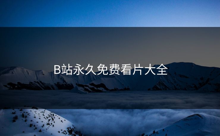 B站永久免费看片大全