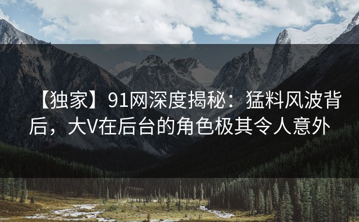 【独家】91网深度揭秘：猛料风波背后，大V在后台的角色极其令人意外  第1张
