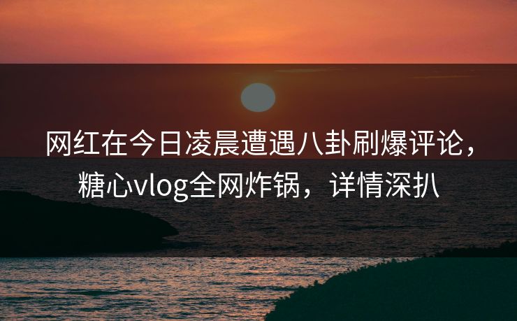 网红在今日凌晨遭遇八卦刷爆评论，糖心vlog全网炸锅，详情深扒