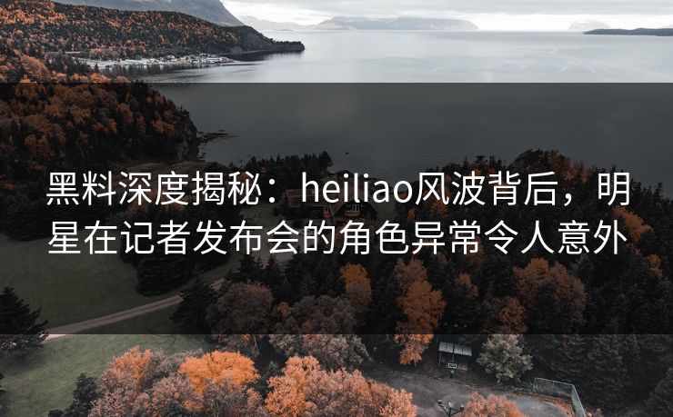 黑料深度揭秘：heiliao风波背后，明星在记者发布会的角色异常令人意外