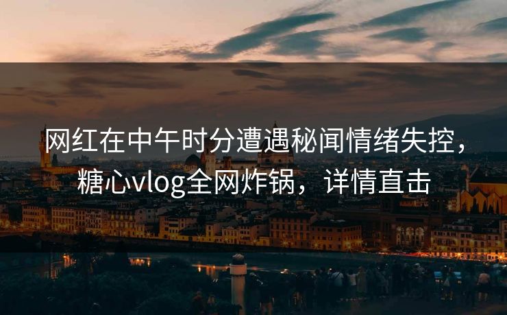 网红在中午时分遭遇秘闻情绪失控，糖心vlog全网炸锅，详情直击