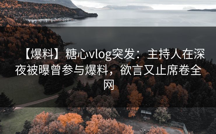 【爆料】糖心vlog突发:主持人在深夜被曝曾参与爆料,欲言又止席卷全网 【爆料】糖心vlog突发:主持人在深夜被曝曾参与爆料,欲言又止席卷全网