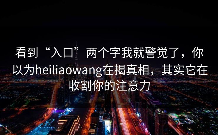 看到“入口”两个字我就警觉了,你以为heiliaowang在揭真相,其实它在收割你的注意力