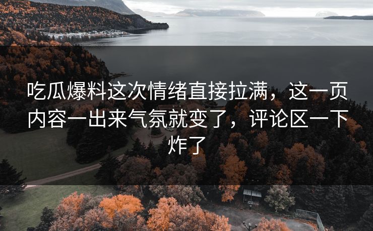 吃瓜爆料这次情绪直接拉满，这一页内容一出来气氛就变了，评论区一下炸了